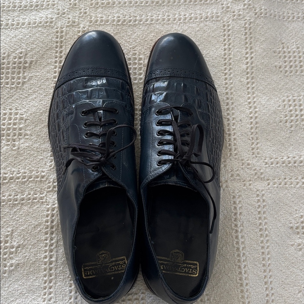 Stacy Adams Men’s Blue Genuine Crocodile Leather Lace up Dress Shoes‎ Size 12D